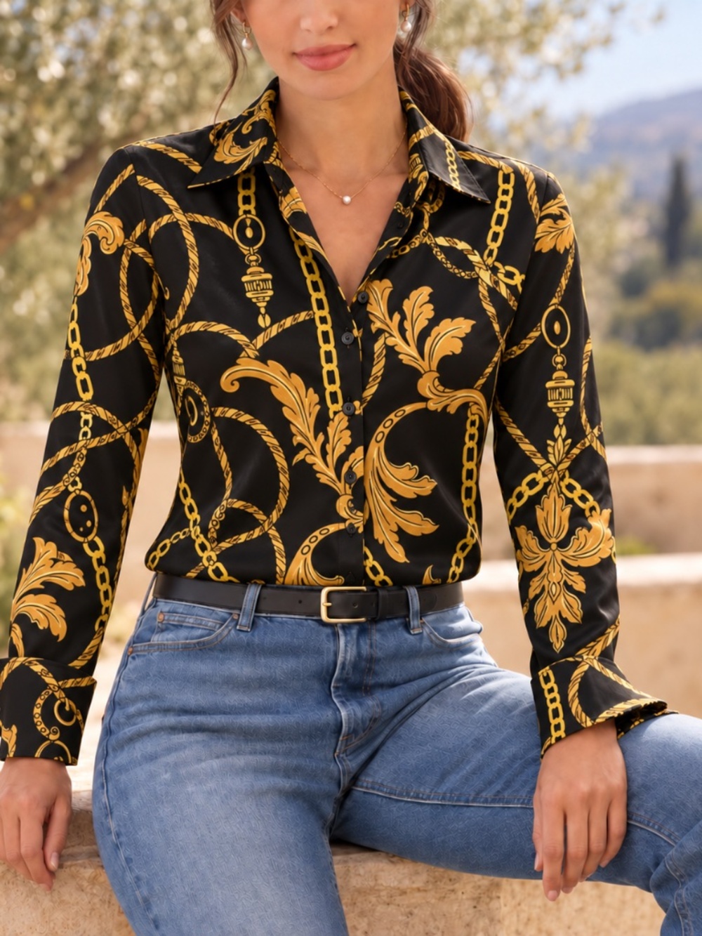 Boston Proper Status Button Down Charm Blouse